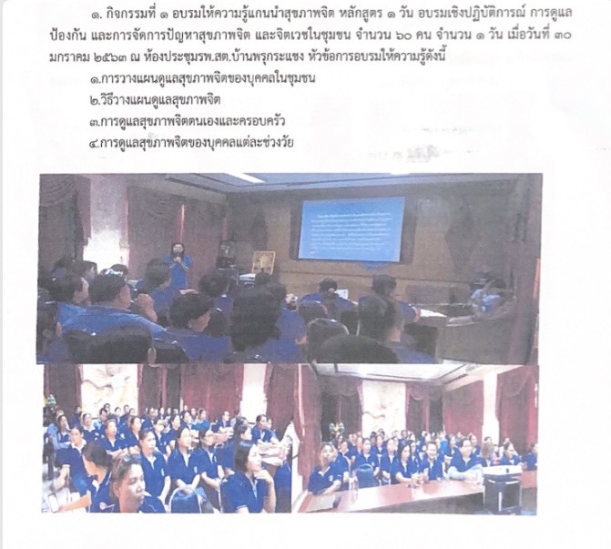 "โครงการดูแลและส่งเสริมสุขภาพจิตประชาชนกลุ่มวัยทำงานในชุมชน"